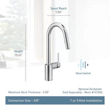 Align Smart Faucet Touchless Pull Down Sprayer Kitchen Faucet with Voice Control and Power Boost, Brushed Gold