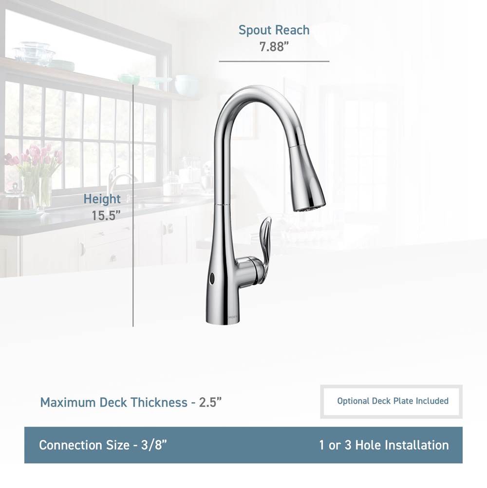 Arbor Motionsense Wave Sensor Touchless One-Handle Pulldown Kitchen Faucet Featuring Power Clean, Matte Black