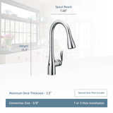 Arbor Motionsense Wave Sensor Touchless One-Handle Pulldown Kitchen Faucet Featuring Power Clean, Matte Black