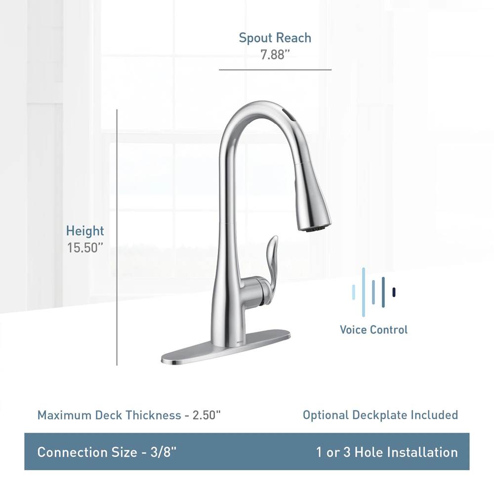 Arbor Smart Faucet Touchless Pull Down Sprayer Kitchen Faucet with Voice Control and Power Boost, Matte Black