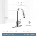 Arbor Smart Faucet Touchless Pull Down Sprayer Kitchen Faucet with Voice Control and Power Boost, Matte Black