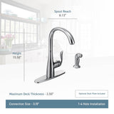 Arbor One-Handle High Arc Kitchen Faucet with Side Spray, Spot Resistant Stainless