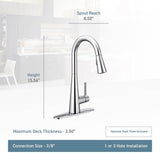 Sleek One-Handle High Arc Pulldown Kitchen Faucet Featuring Power Boost, Chrome
