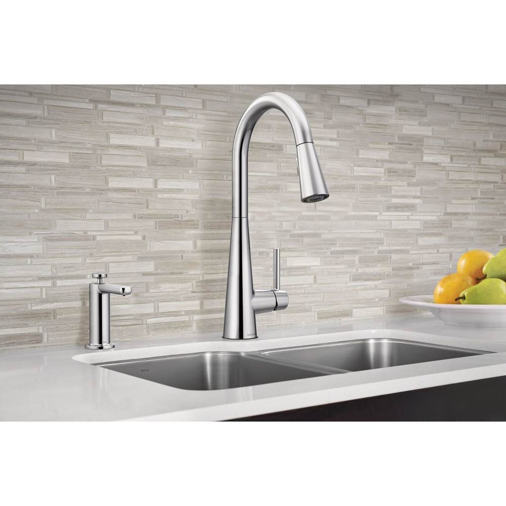 Sleek One-Handle High Arc Pulldown Kitchen Faucet Featuring Power Boost, Chrome