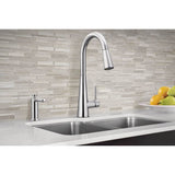 Modern Deck Mounted Kitchen Soap Dispenser with Above the Sink Refillable Bottle, Chrome