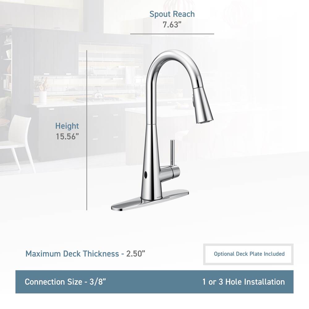 Sleek Motionsense Wave Sensor Touchless One-Handle High Arc Pulldown Modern Kitchen Faucet Featuring Power Clean, Brushed Gold