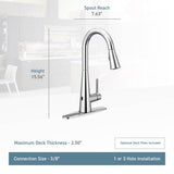 Sleek Motionsense Wave Sensor Touchless One-Handle High Arc Pulldown Modern Kitchen Faucet Featuring Power Clean, Brushed Gold
