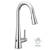 Sleek Motionsense Wave Sensor Touchless One-Handle High Arc Pulldown Modern Kitchen Faucet Featuring Power Clean, Brushed Gold