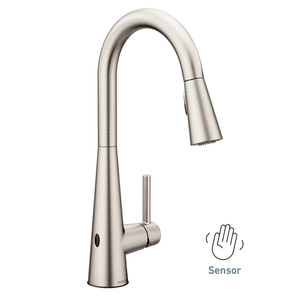 Sleek Motionsense Wave Sensor Touchless One-Handle High Arc Pulldown Modern Kitchen Faucet Featuring Power Clean, Brushed Gold