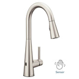 Sleek Motionsense Wave Sensor Touchless One-Handle High Arc Pulldown Modern Kitchen Faucet Featuring Power Clean, Brushed Gold