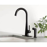 Sleek Single-Handle Standard Kitchen Faucet with Side Sprayer in Matte Black