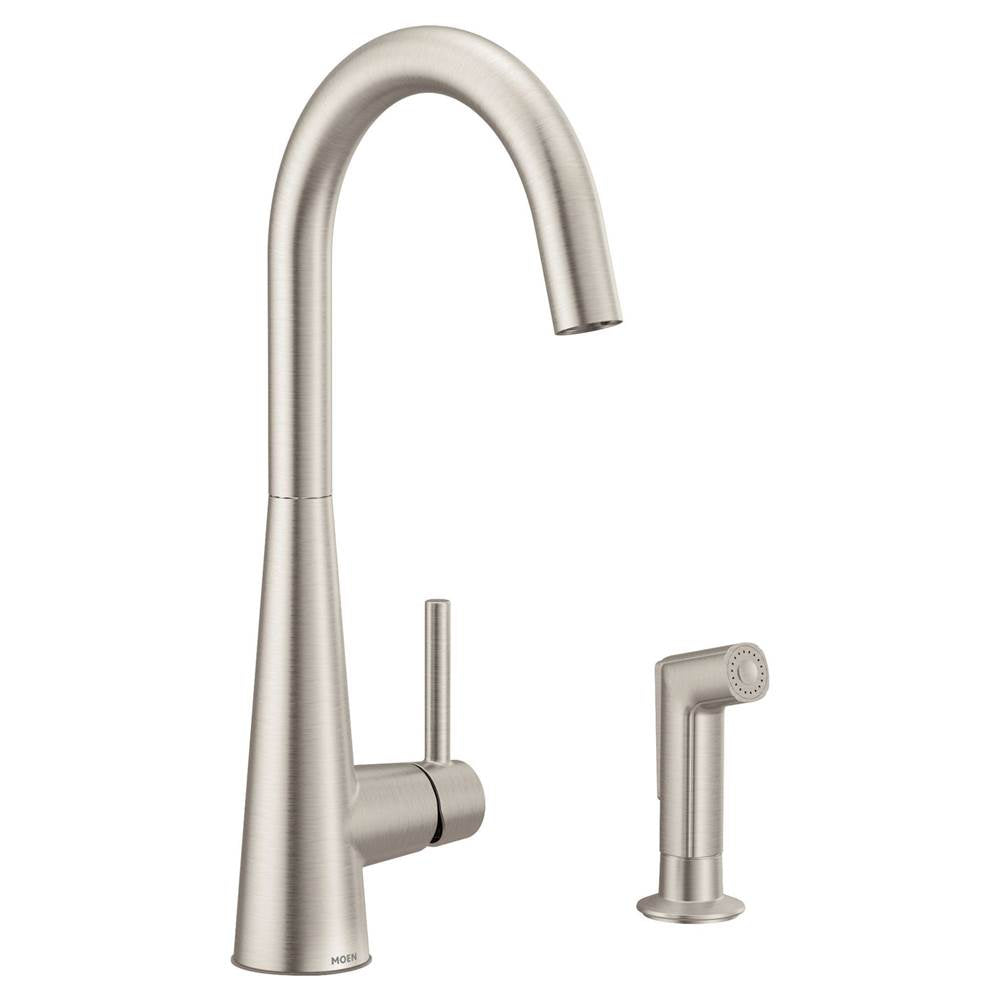 Sleek Single-Handle Standard Kitchen Faucet with Side Sprayer in Matte Black