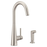 Sleek Single-Handle Standard Kitchen Faucet with Side Sprayer in Matte Black
