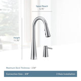 Sleek Single-Handle Standard Kitchen Faucet with Side Sprayer in Chrome