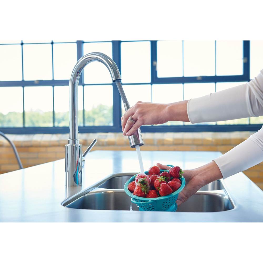 Genta LX Single-Handle Pull-Down Sprayer Modern Kitchen Faucet with Reflex and Power Boost Chrome