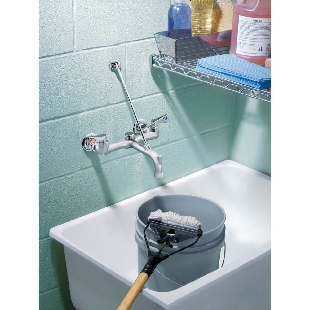 Rough chrome two-handle service sink faucet