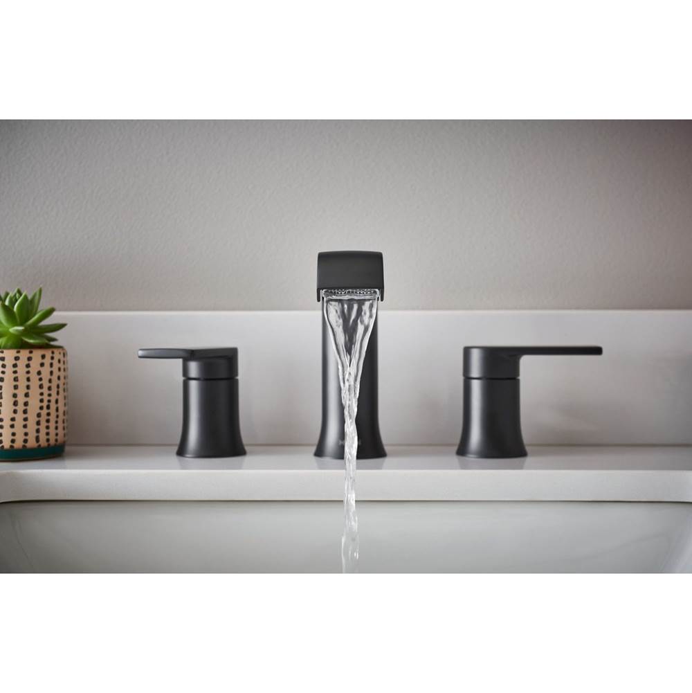 Genta LX Two-Handle Widespread Modern Bathroom Faucet, Valve Required, Matte Black