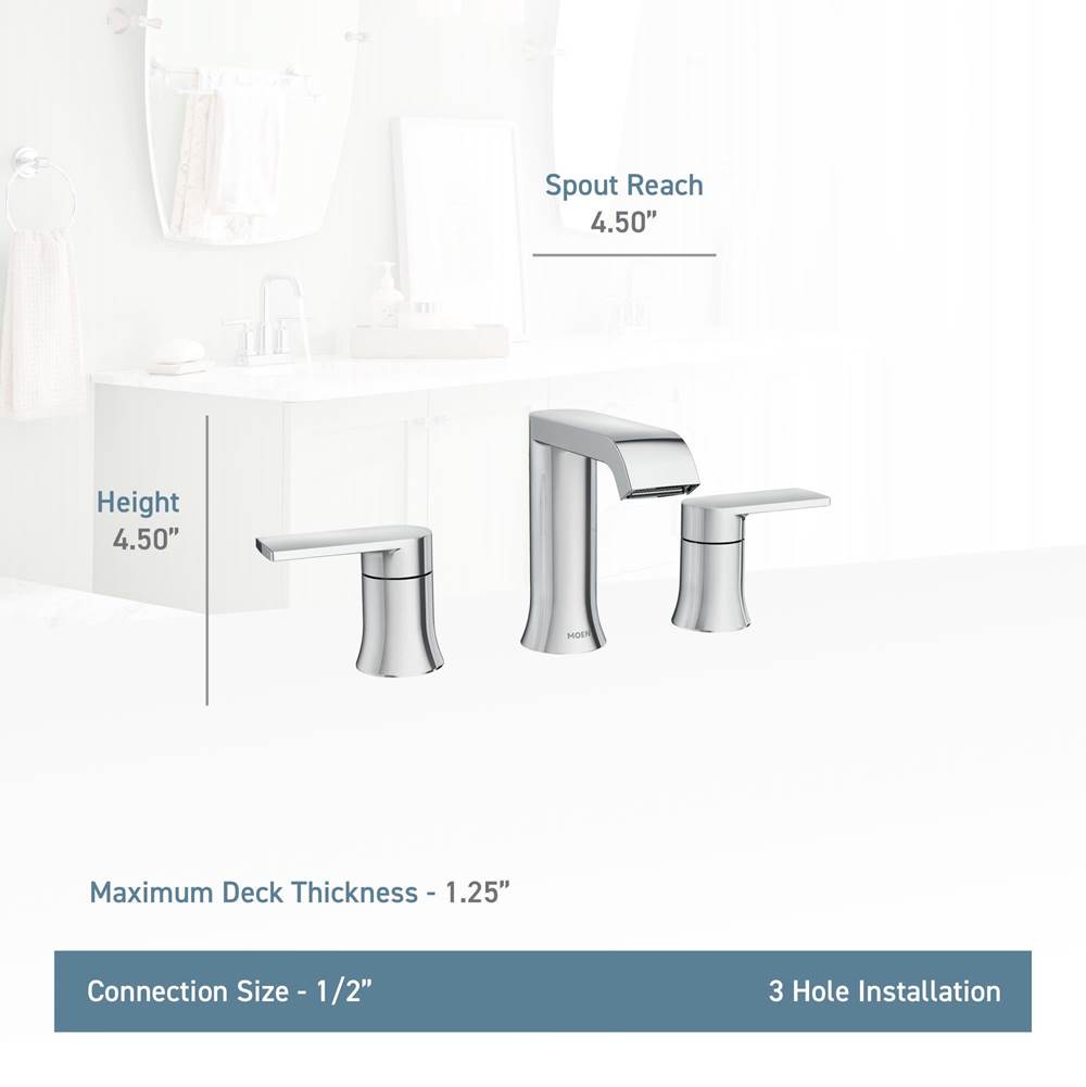 Genta LX Two-Handle Widespread Modern Bathroom Faucet, Valve Required, Chrome