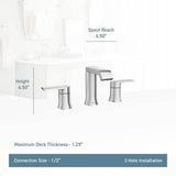 Genta LX Two-Handle Widespread Modern Bathroom Faucet, Valve Required, Chrome