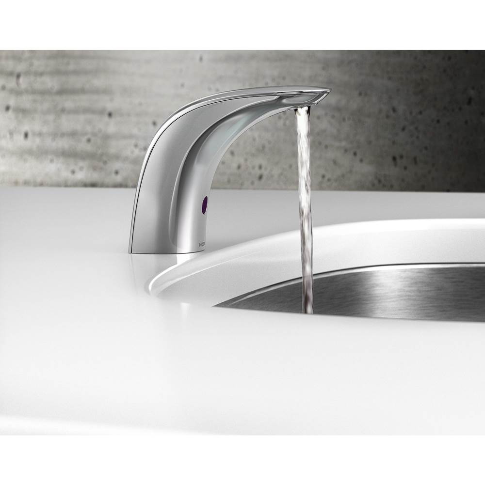 Chrome hands free sensor-operated lavatory faucet