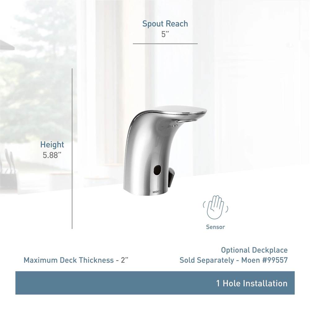 Chrome one-handle sensor-operated lavatory faucet