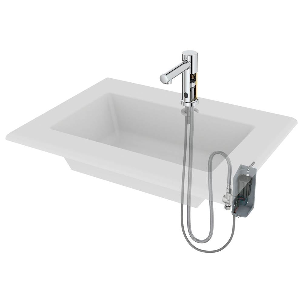 Chrome hands free sensor-operated lavatory faucet