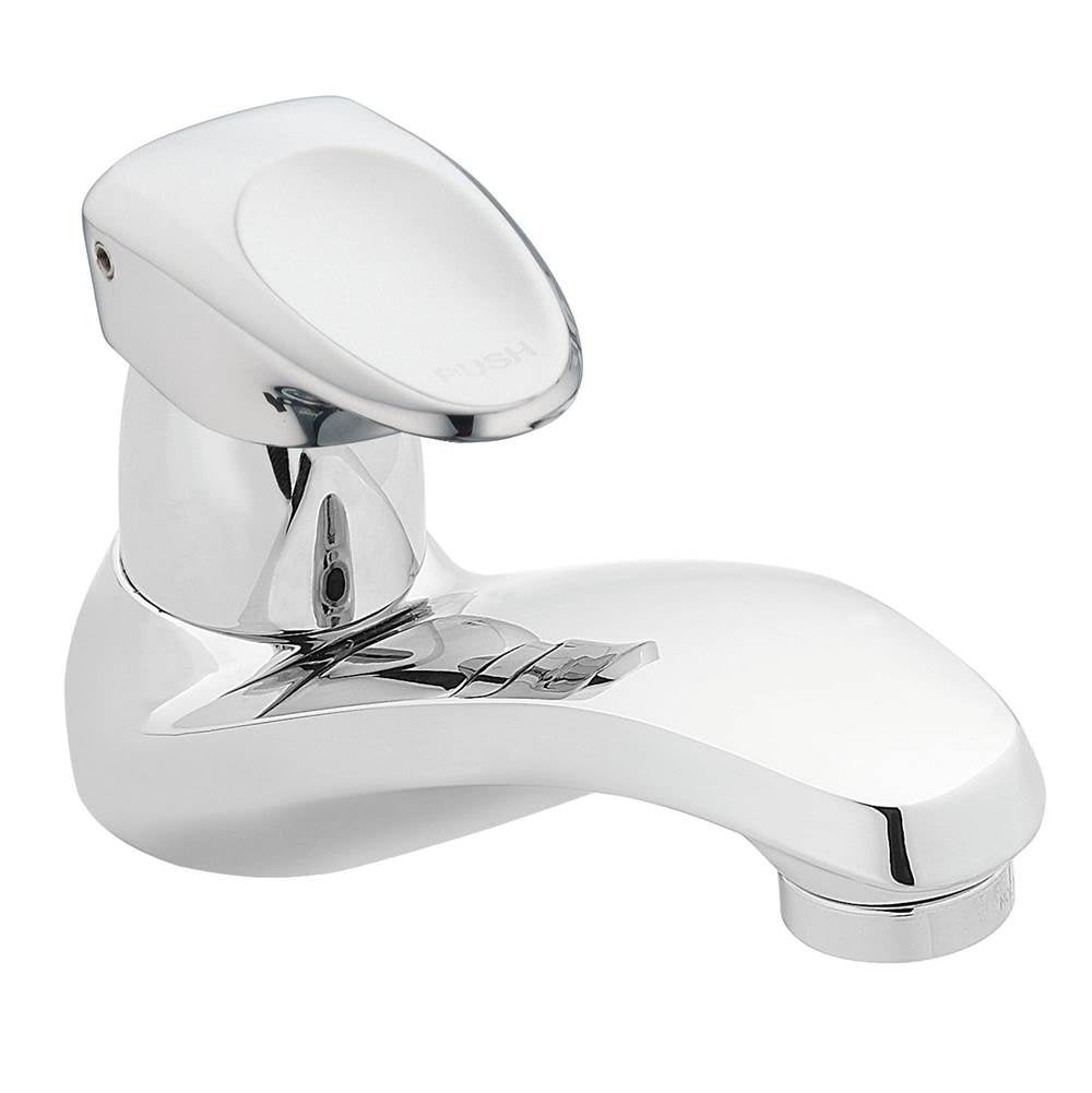 Chrome one-handle metering lavatory faucet