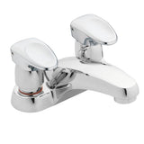 Chrome two-handle metering lavatory faucet