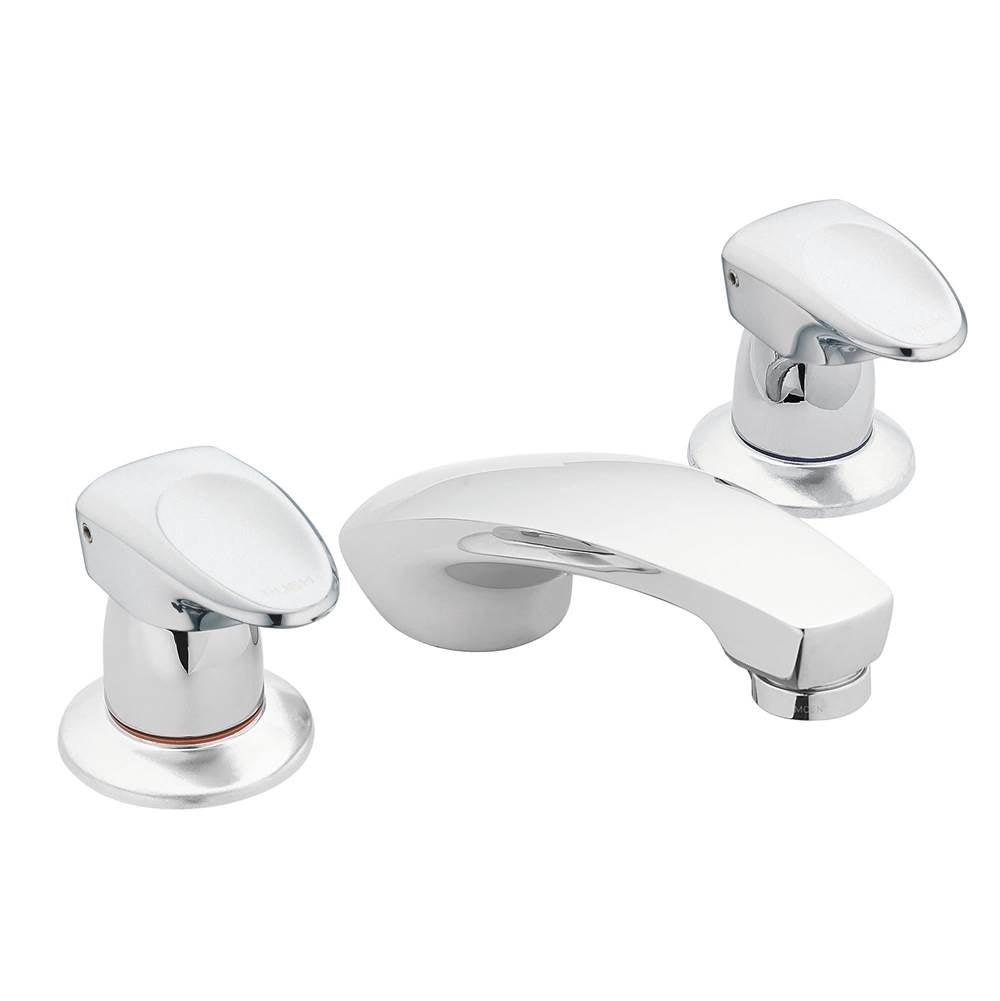 Chrome two-handle metering lavatory faucet