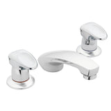 Chrome two-handle metering lavatory faucet