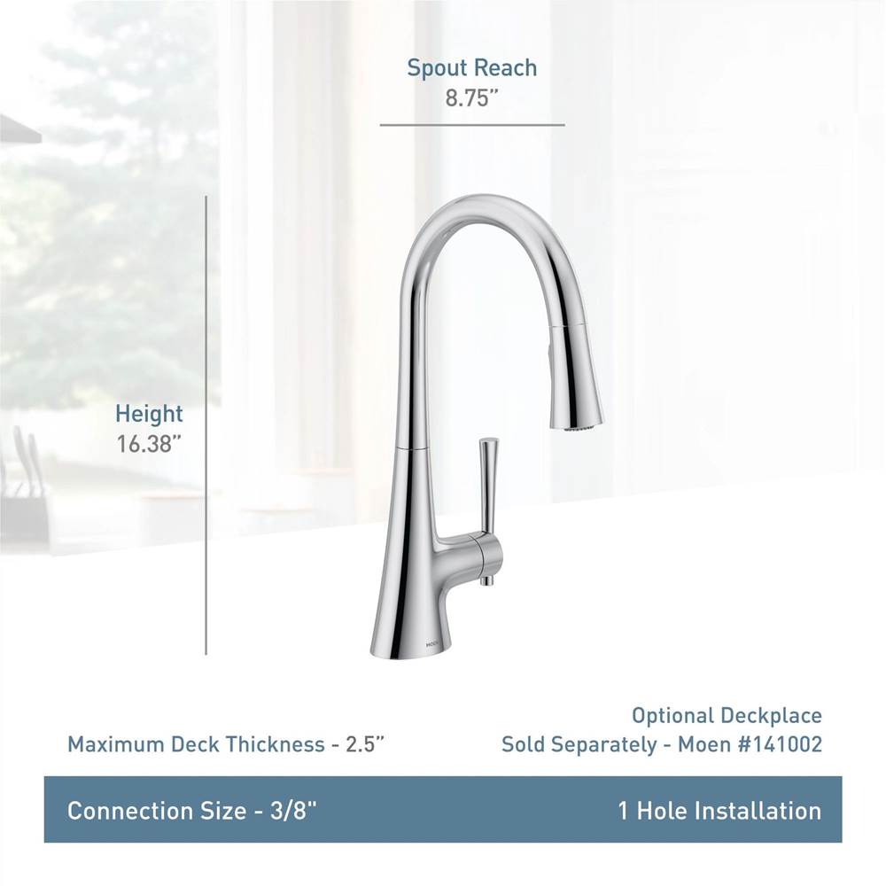 KURV Single-Handle Pull-Down Sprayer Kitchen Faucet with Reflex and Power Boost in Polished Nickel
