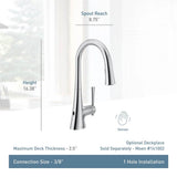 KURV Touchless 1-Handle Pull-Down Sprayer Kitchen Faucet with MotionSense Wave and Power Clean in Matte Black