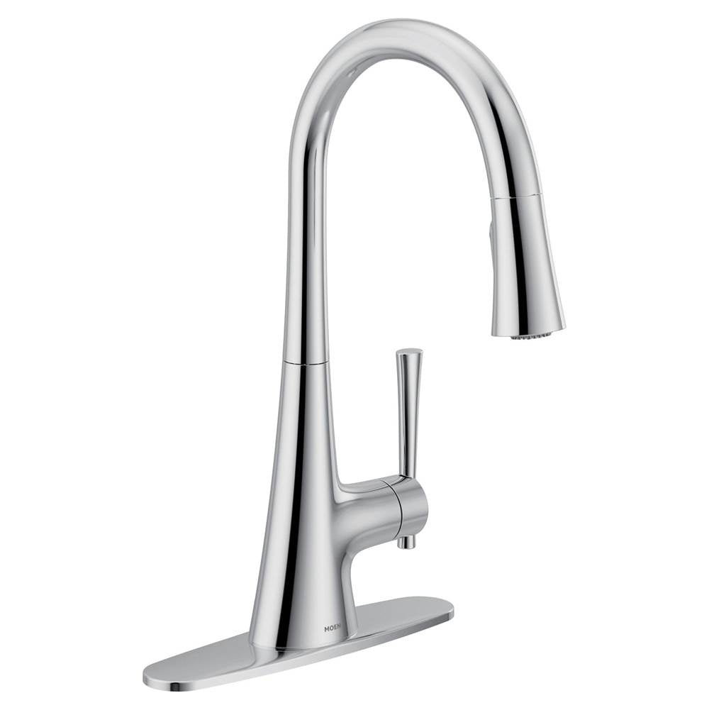 KURV Single-Handle Pull-Down Sprayer Kitchen Faucet with Reflex and Power Boost in Chrome
