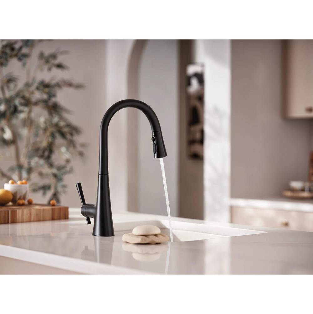 KURV Single-Handle Pull-Down Sprayer Kitchen Faucet with Reflex and Power Boost in Chrome