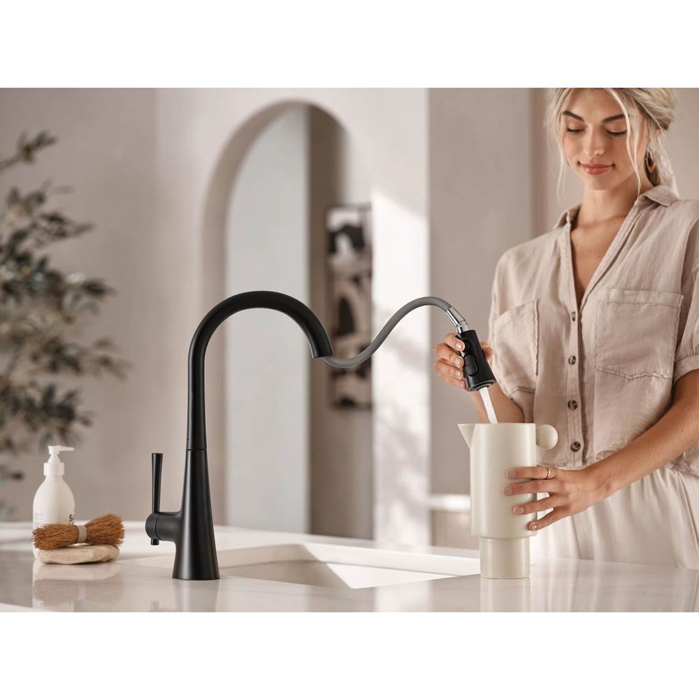 Kurv Smart Faucet Touchless Pull Down Sprayer Kitchen Faucet with Voice Control and Power Boost, Matte Black