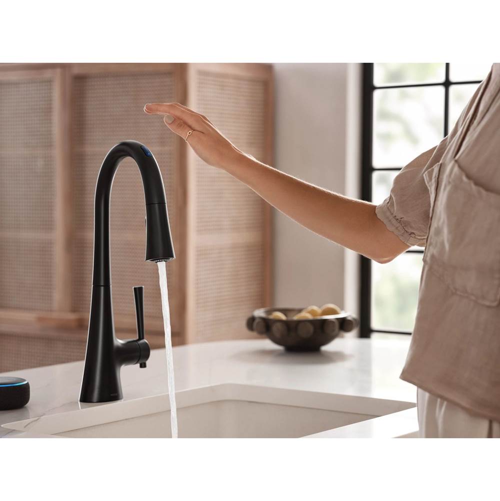 Kurv Smart Faucet Touchless Pull Down Sprayer Kitchen Faucet with Voice Control and Power Boost, Matte Black