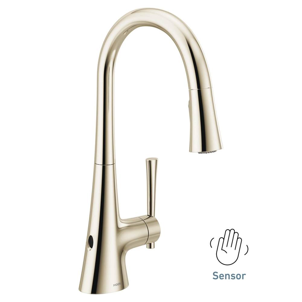 KURV Touchless 1-Handle Pull-Down Sprayer Kitchen Faucet with MotionSense Wave and Power Clean in Polished Nickel
