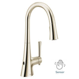 KURV Touchless 1-Handle Pull-Down Sprayer Kitchen Faucet with MotionSense Wave and Power Clean in Polished Nickel