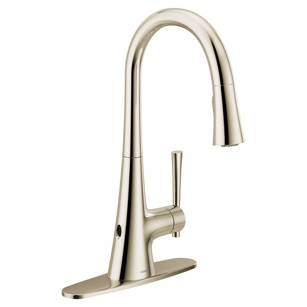 KURV Touchless 1-Handle Pull-Down Sprayer Kitchen Faucet with MotionSense Wave and Power Clean in Polished Nickel
