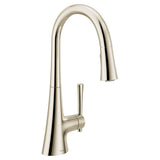 KURV Single-Handle Pull-Down Sprayer Kitchen Faucet with Reflex and Power Boost in Polished Nickel
