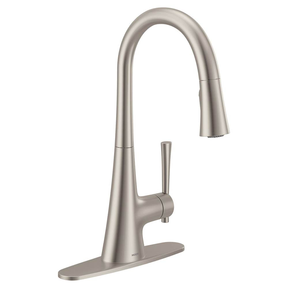 KURV Single-Handle Pull-Down Sprayer Kitchen Faucet with Reflex and Power Boost in Chrome