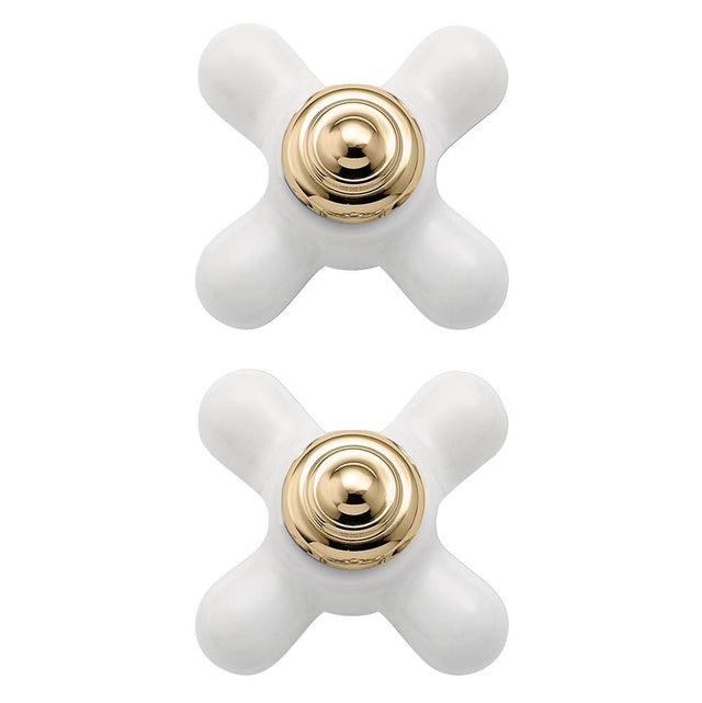 Moen - Porcelain/polished brass replacement handle knob insert - Porcelain/Polished Brass