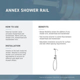 Shower Rail System with 2-Function Diverter in Chrome (Valve Sold Separately)
