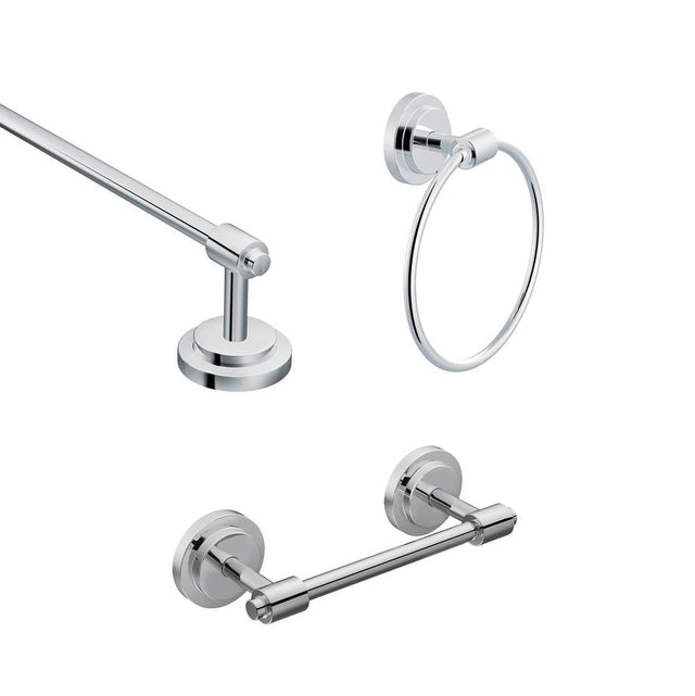 Moen - Chrome Pivoting Paper Holder Towel Ring Towel Bar - Chrome