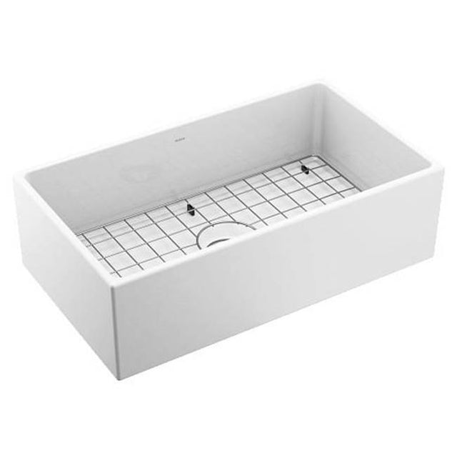 Moen - White Fireclay 33 in. Single Bowl Farmhouse Apron Front Kitchen Sink - White
