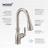 Brantford Smart Faucet Touchless Pull Down Sprayer Kitchen Faucet with Voice Control and Power Boost, Chrome