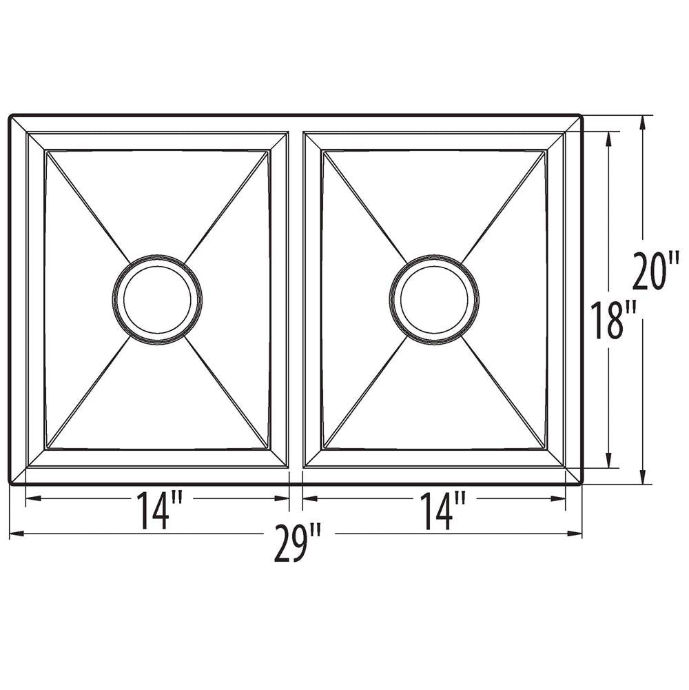 1600 Series 16 Gauge Double Bowl Undermount Sink, Stainless Steel