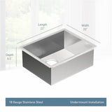 1800 Series 18-Gauge Single Bowl Undermount Sink, Stainless Steel