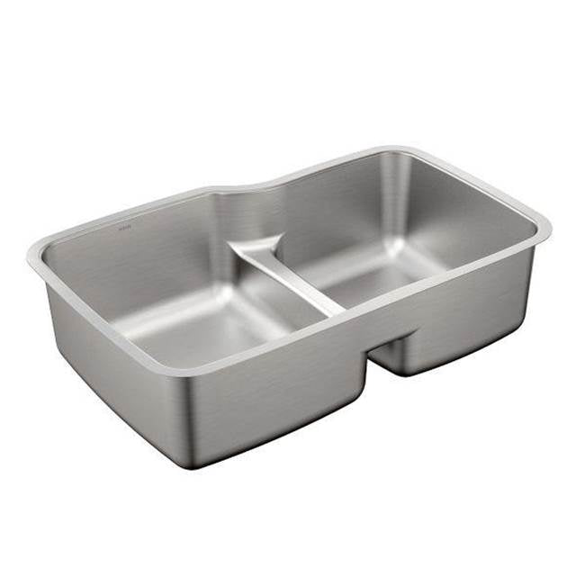 Moen - 31-57/64x20-11/16 stainless steel 18 gauge double bowl sink - Stainless