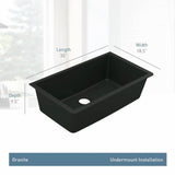33-Inch Wide x 9.5-Inch Deep Undermount Granite Single Bowl Kitchen Sink, Black